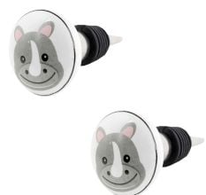 2 Pieces Hippo Flat Ceramic Wine Bottle Stopper